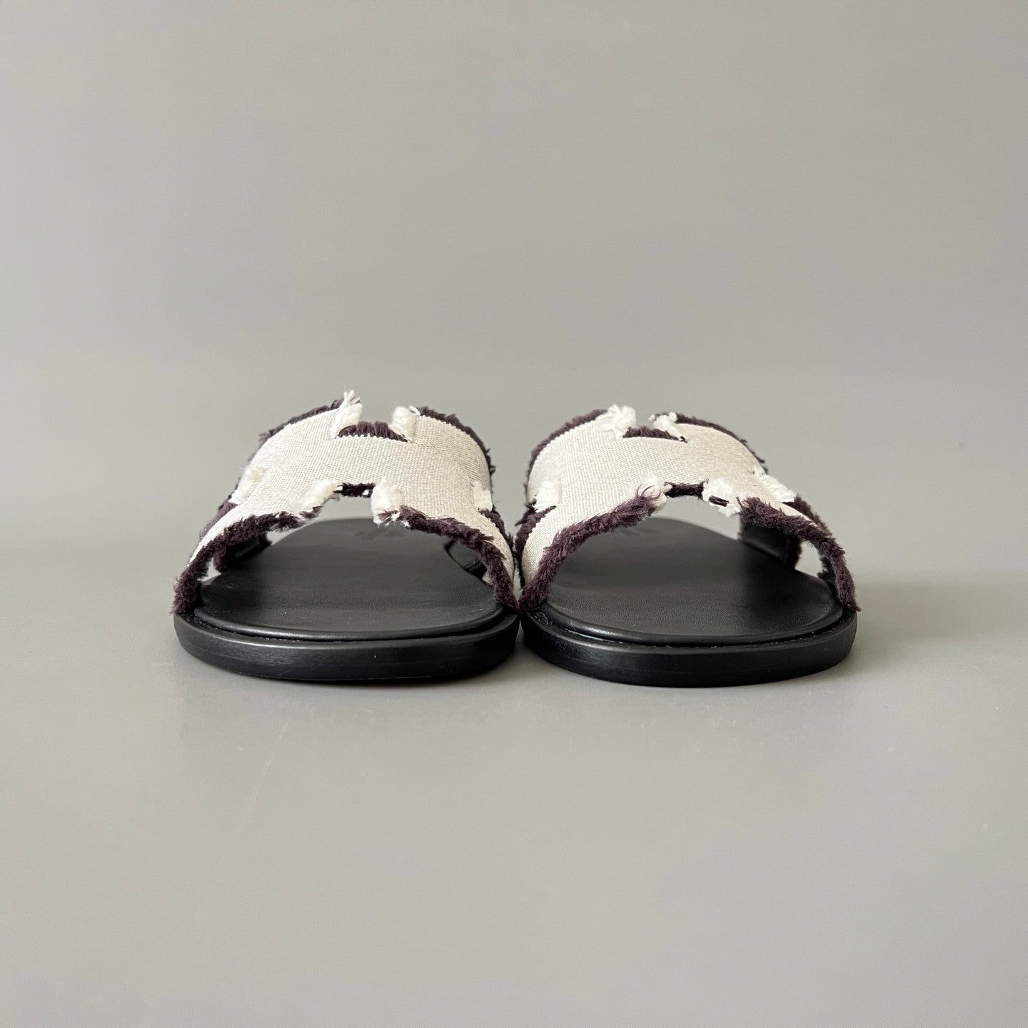 Hermes Men's And Women's Spring/summer Fashion Casual Round Toe Slip On Flat Sandals Woven Canvas Sandals Shoes #78416