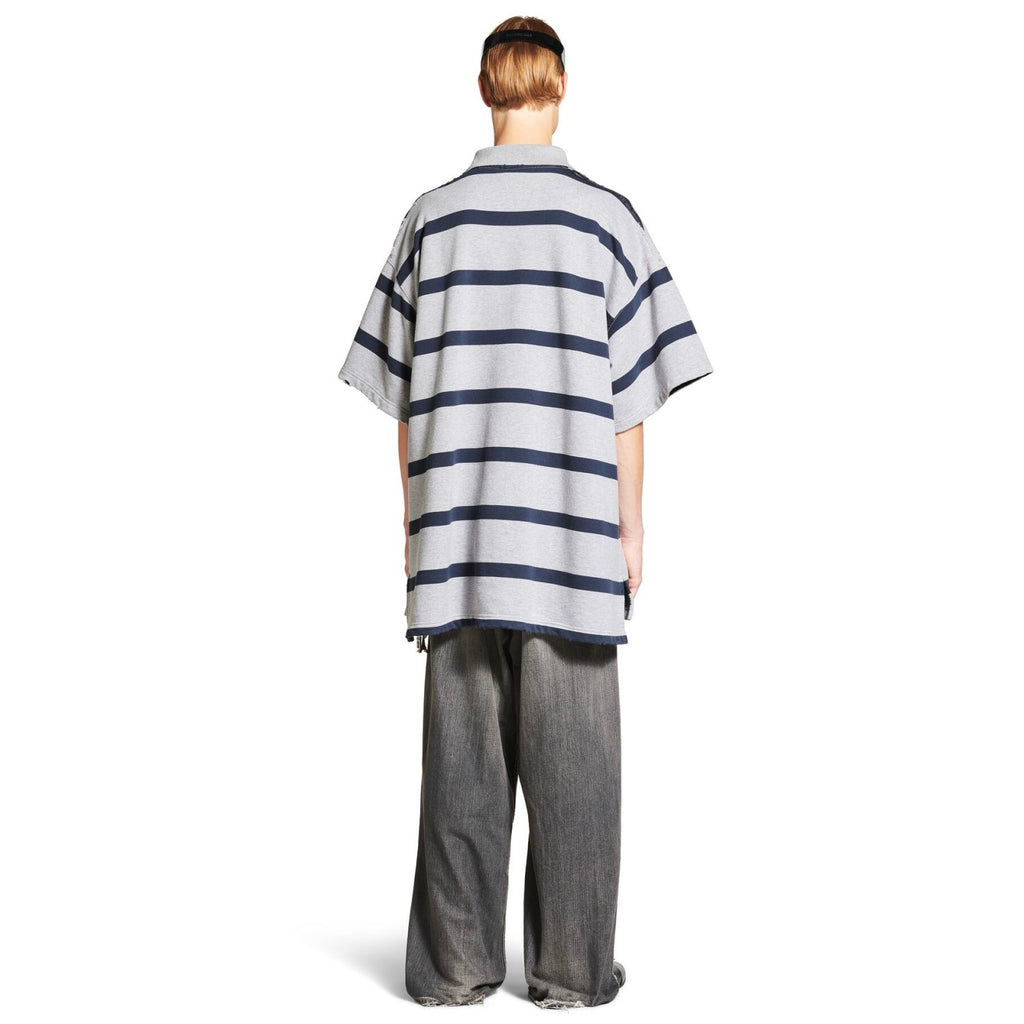 Balenciaga Laurel Classic Men's Summer Striped Oversized Polo Shirt Short-Sleeve T-Shirt #77517