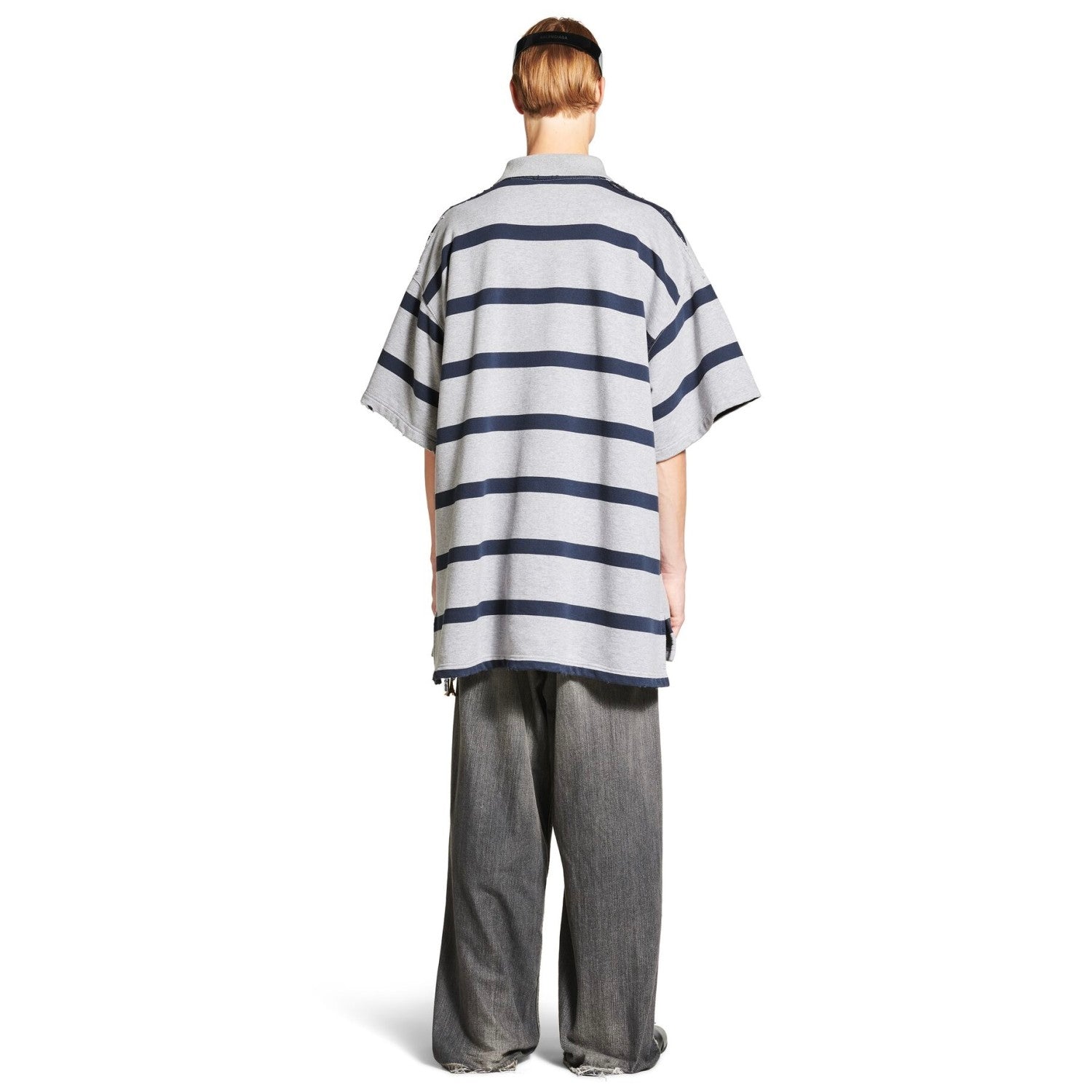 Balenciaga Laurel Classic Men's Summer Striped Oversized Polo Shirt Short-Sleeve T-Shirt #77517