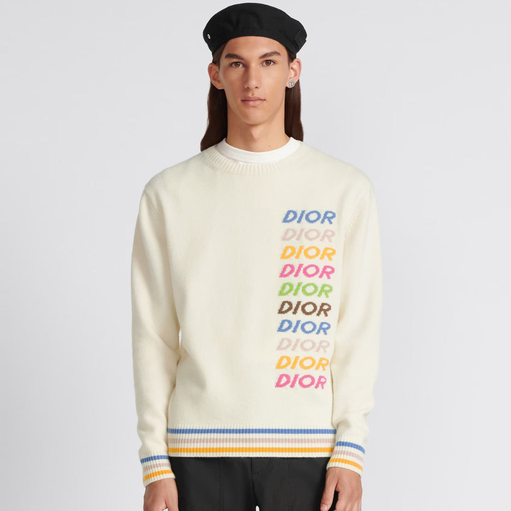 Dior Men's Spring & Autumn Colorful Logo Letter Embroidery Crew Neck Cashmere Sweater Pullover #97942