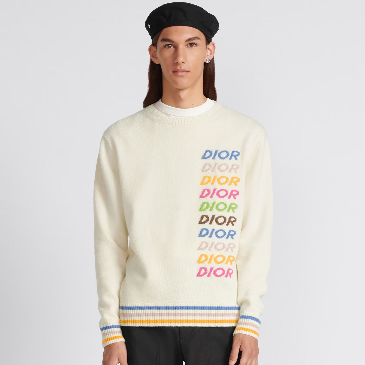Dior Men's Spring & Autumn Colorful Logo Letter Embroidery Crew Neck Cashmere Sweater Pullover #97942