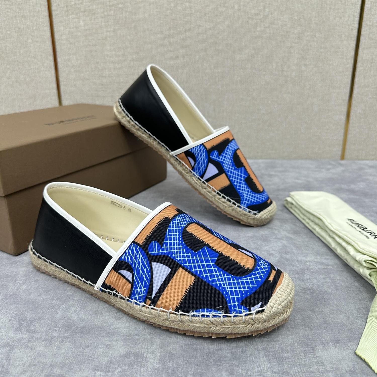 Burberry Men's Spring Summer Check Print Mews Cotton Woven Loafers Shoes #76884