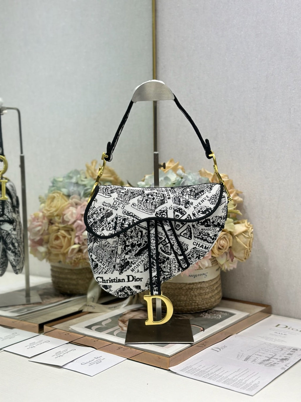 Dior Women's Saddle Bag Stirrup And D-ring Charm Multi-coloured Embroidered Butterfly Design Flap Saddle Bag Handbag And Shoulder Bags M0446CESE-M918 #197332