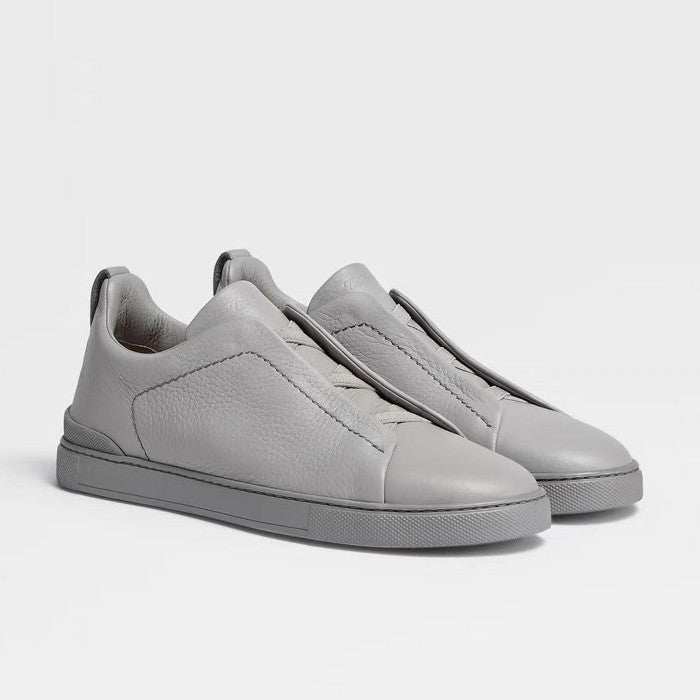 Ermenegildo Zegna Men's Solid Color Leather Fabric Simple Flat Casual Shoes #77176
