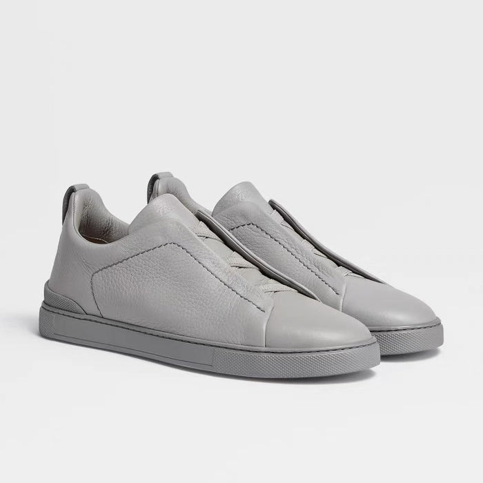 Ermenegildo Zegna Men's Solid Color Leather Fabric Simple Flat Casual Shoes #77176