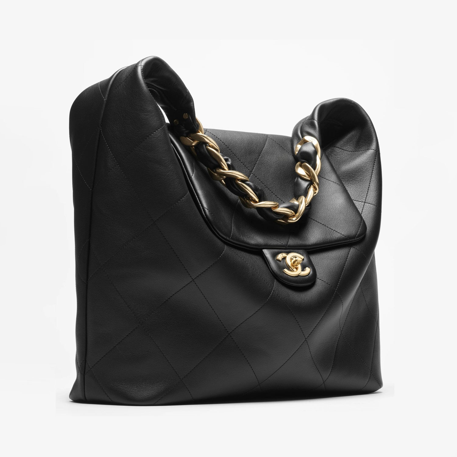 Chanel Women's Fashion Classic Solid-Color Leather Oversized Hippie Bag Chain Shoulder Bag Tote Bag Bags AS5839-B22140-94305 #79117