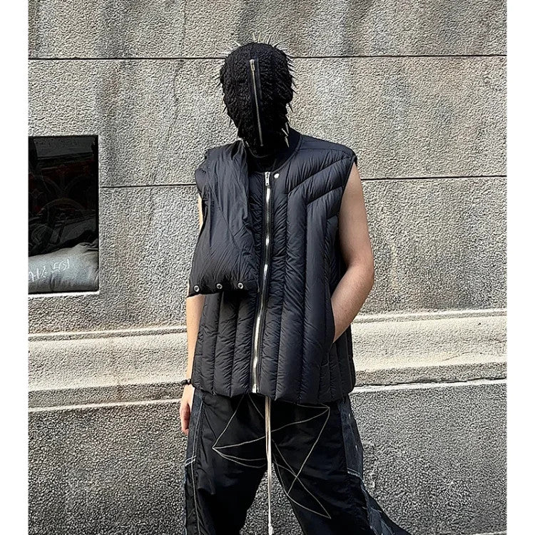 Rick Owens Men's And Women's Fall And Winter Quilted Design Down Jacket Bib Undershirt Jacket Zipper Black Trend Vest Jacket Ngvp #2612