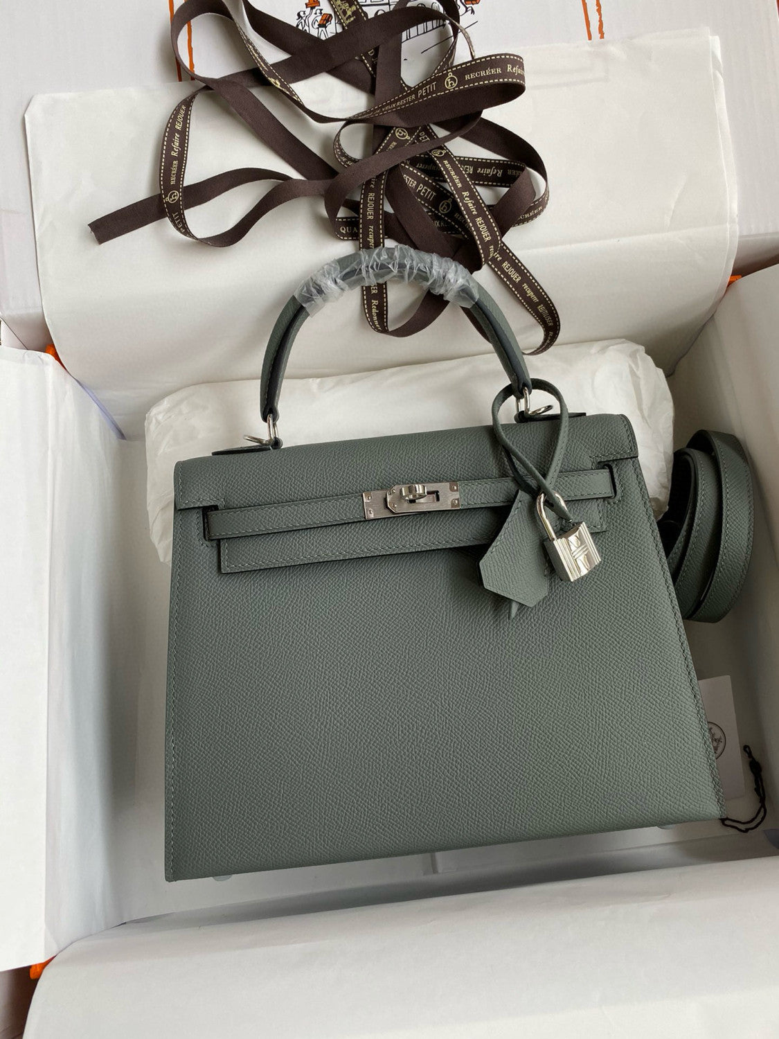 Hermes Kelly 25cm/28cm/32cm Epsom Original Leather Top-Grade Leather Handbag Bag Handcrafted Leather Bag From The Original Factory's Premium Custom Collection #194844