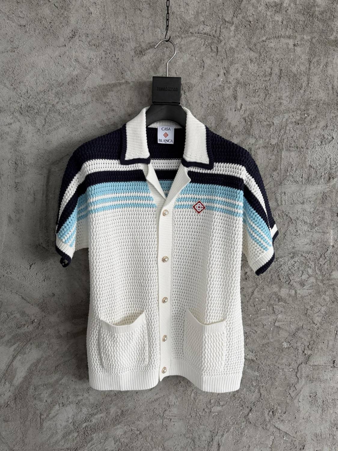 Casablanca Woven Striped Sweater Short-sleeved Shirt Shorts #335805