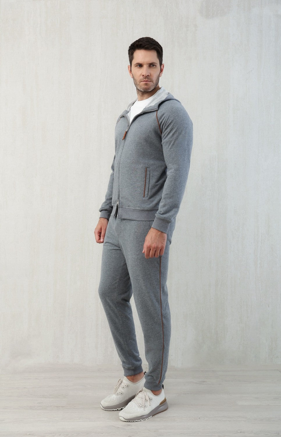 Brunello Cucinelli Men's Techno Cotton French Terry Hooded Long Sleeve Casual Athletic Sweatshirt Solid Color Zipper Spring Jacket Ngvp #1675