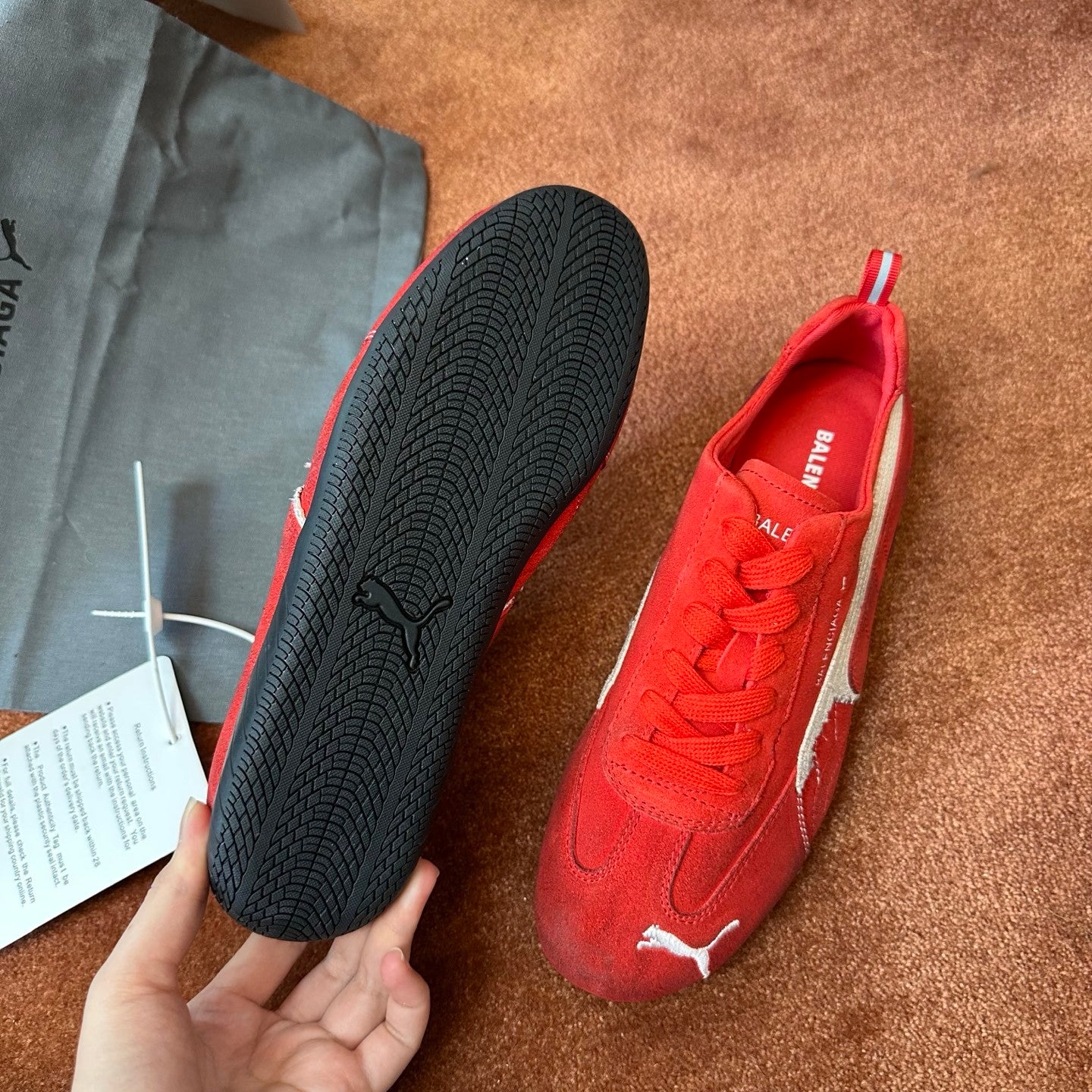 Balenciaga X Puma Women's Solid Suede Leather Low Top Lace Up Flat Sneakers Shoes #76734