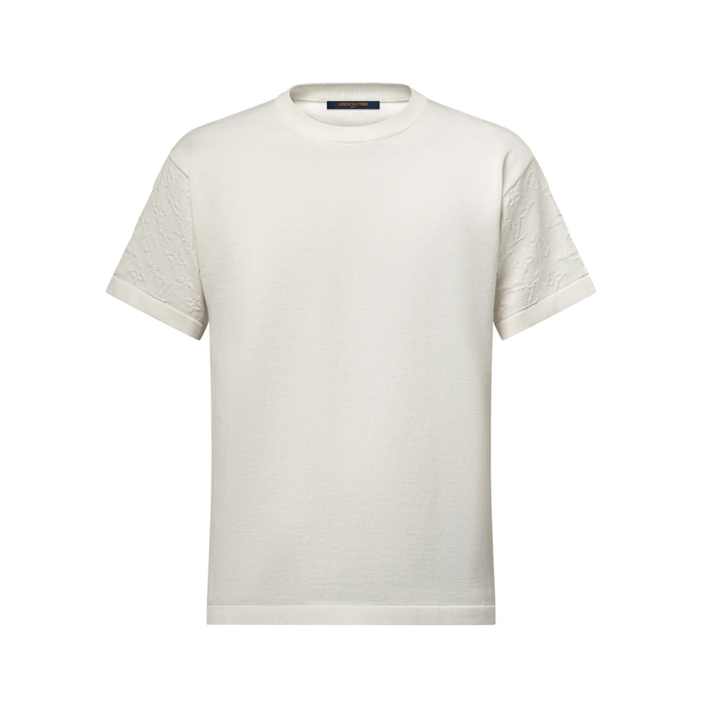 Louis Vuitton Men's Summer Solid Color Letter Printed Sleeve Cotton Round Neck Short Sleeve T-Shirt #76252