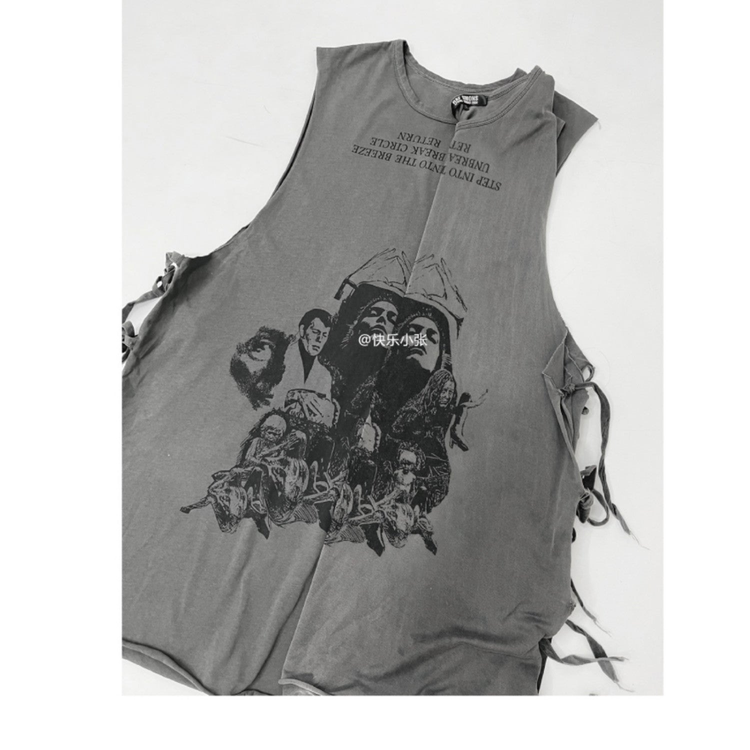 Raf Simons Men's Women's Spring Summer Religious Printed Washed Aged Tied Sleeveless Vest High Street Trend Sleeveless T-Shirt Ngvp #1654