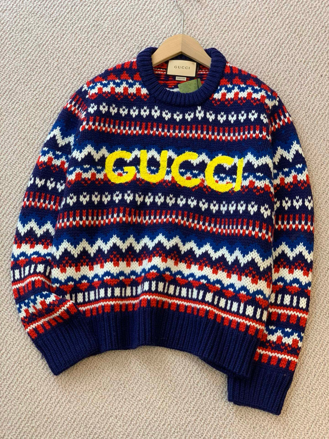 Gucci Men's Autumn And Winter Logo Letters He Small Text Print Round Neck Long Sleeve Jumper Pullover #97872