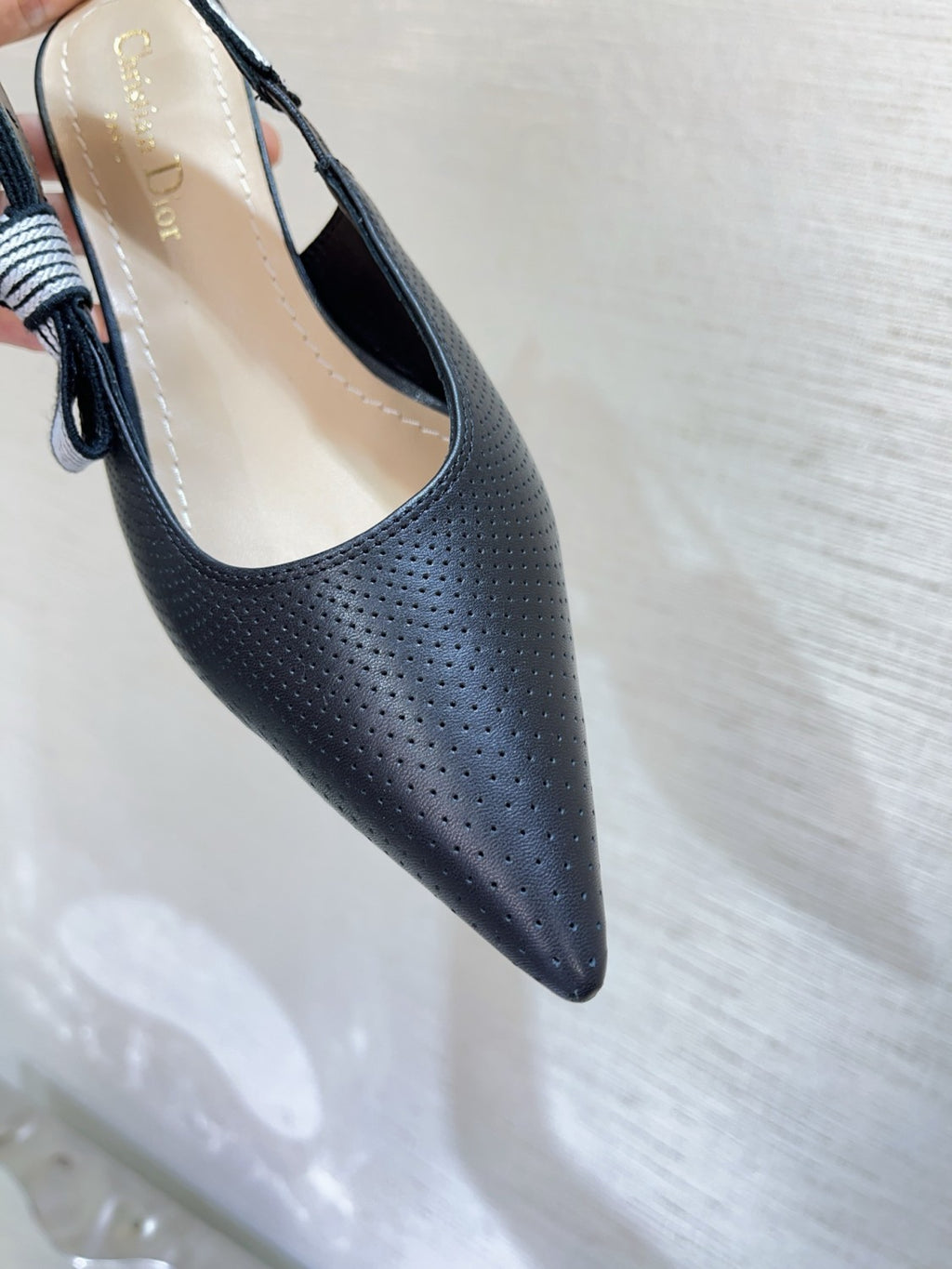 Dior Toujours Women's Summer Solid Color Pointed Toe Closed Toe Fine Heel Breathable Sheepskin Leather High Heel Shoes #77214