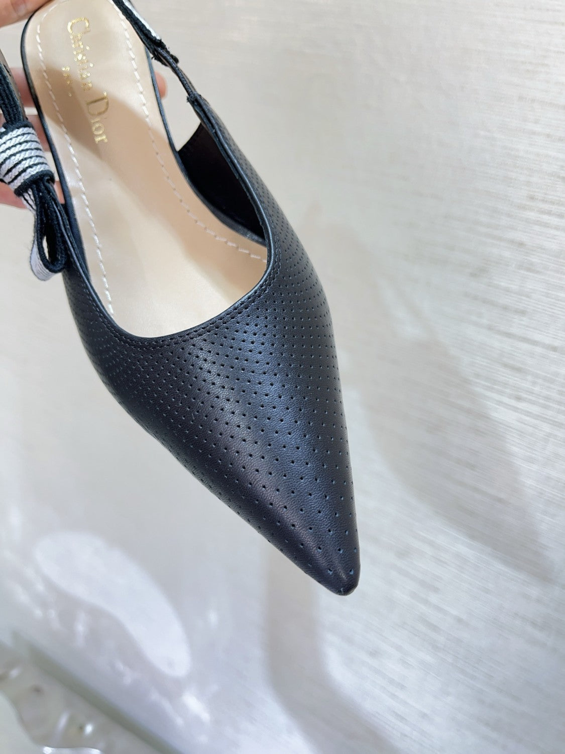 Dior Toujours Women's Summer Solid Color Pointed Toe Closed Toe Fine Heel Breathable Sheepskin Leather High Heel Shoes #77214