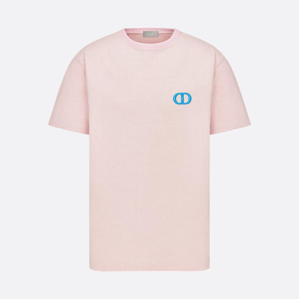 Dior Men's Summer Logo Embroidery Loose Solid Color Round Neck Cotton Short Sleeve T-Shirt #74449