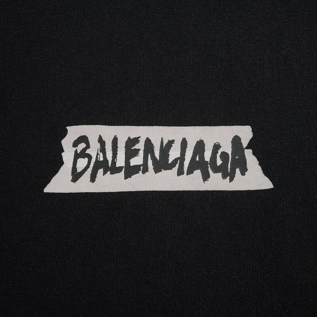 Balenciaga Women's and Men's Masking Tape T-shirt Medium Fit in Faded Black #333475