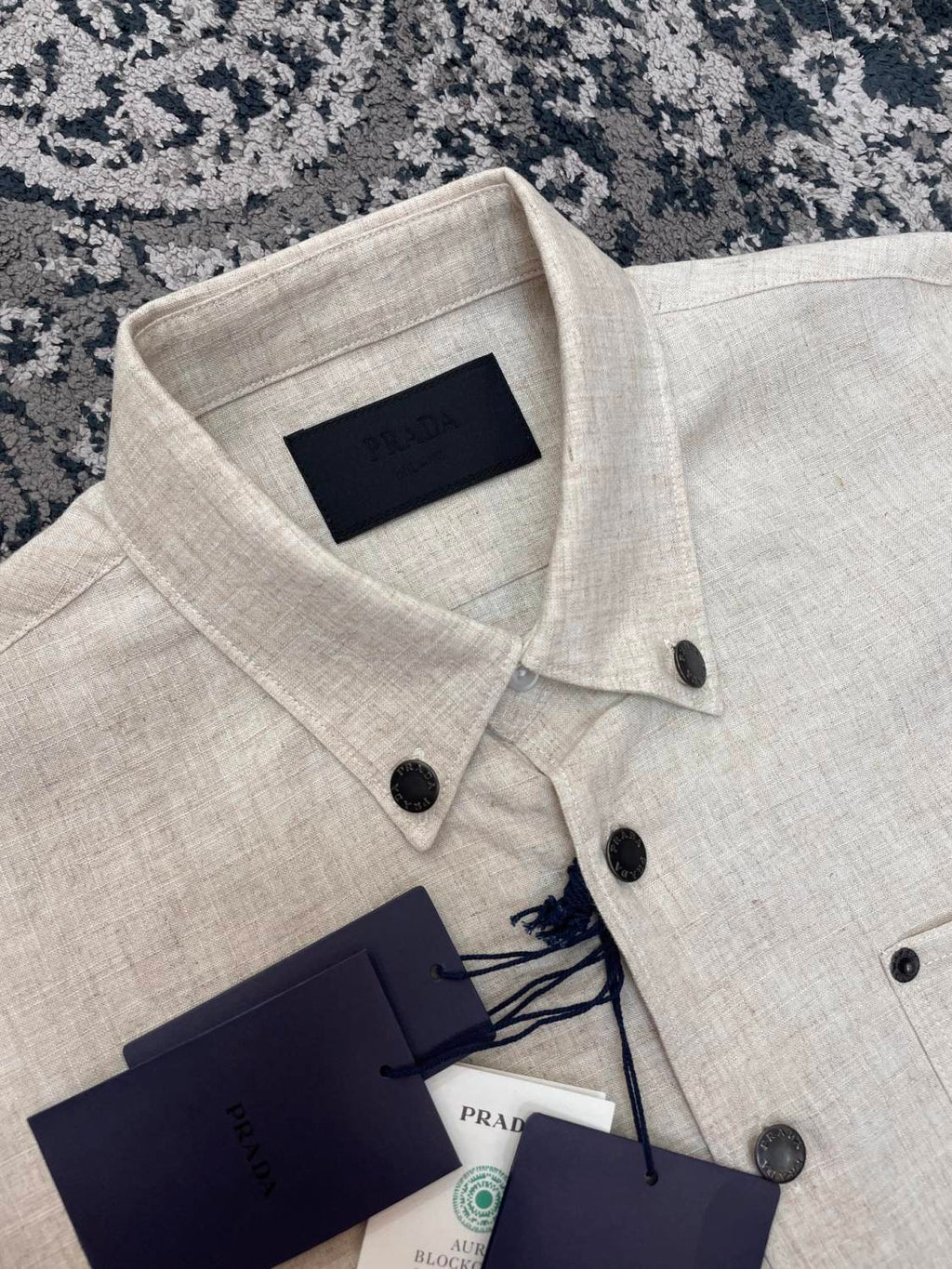 Prada Men's Fall And Winter Solid Color Lapel Single Breasted Linen Long Sleeved Jacket Casual Trousers Pants Set Suit #77392