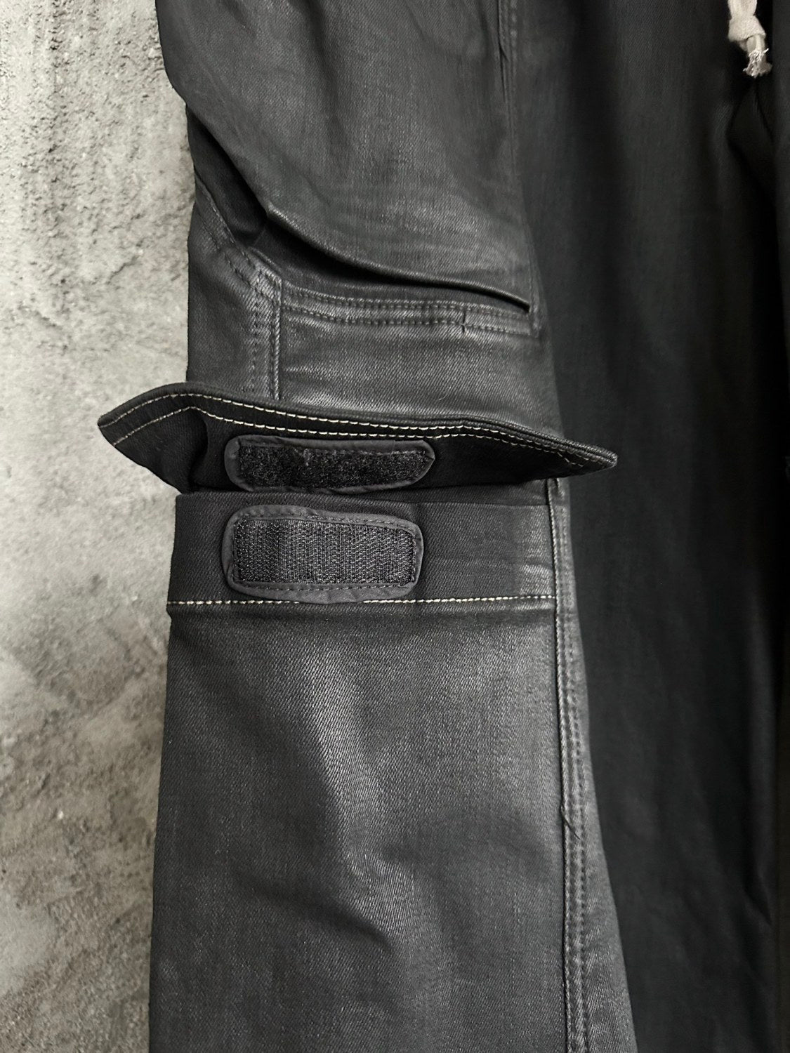 Rick Owens Men's High Street Four Seasons Batik Solid Color Stretch Lace-Up Workwear Flared Pants Casual Denim Trousers Pants Ngvp #1772