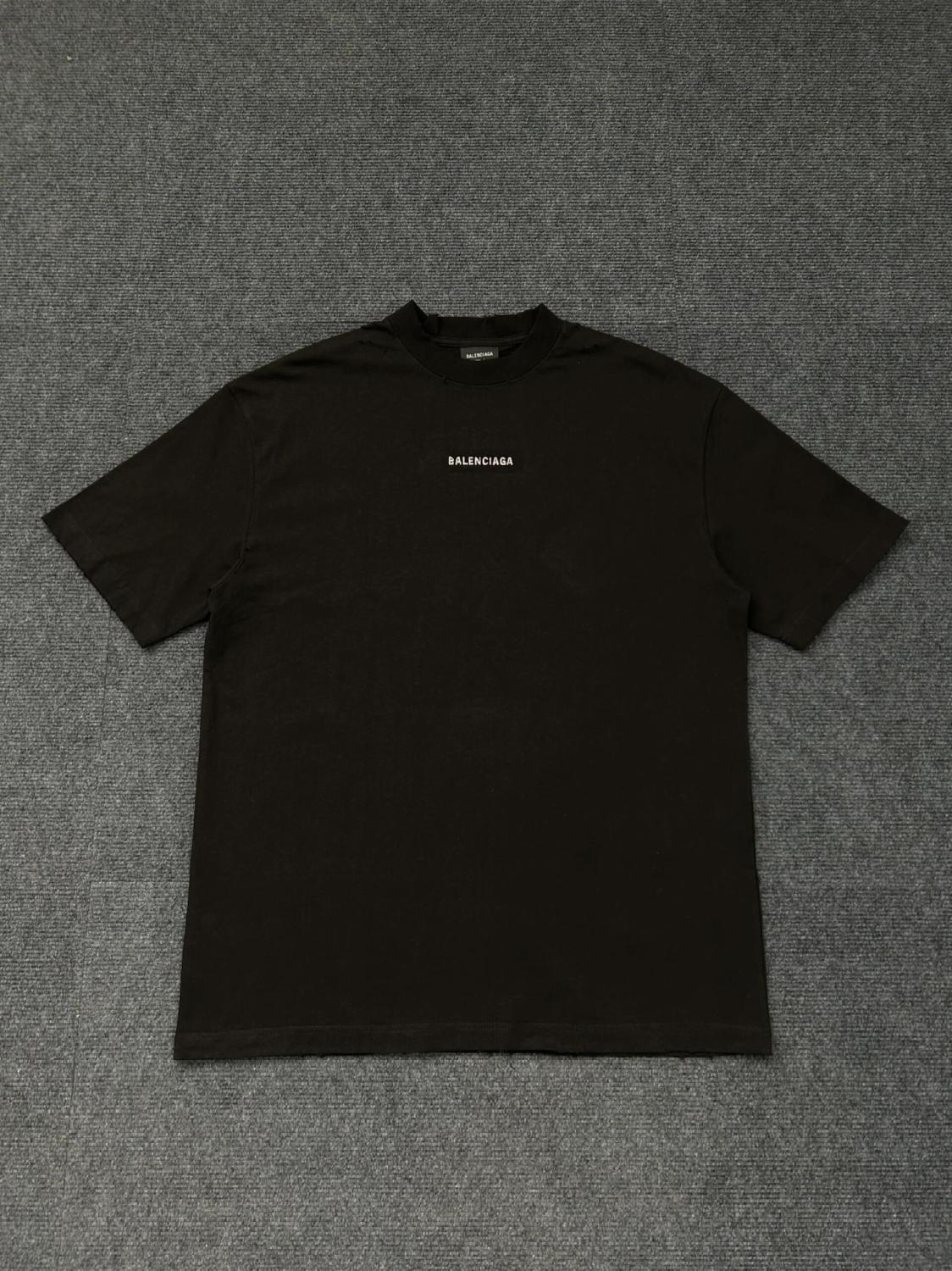 Balenciaga Men's Summer Hot Drill Logo Letter Print Black Cotton Short Sleeve T-Shirt #75455