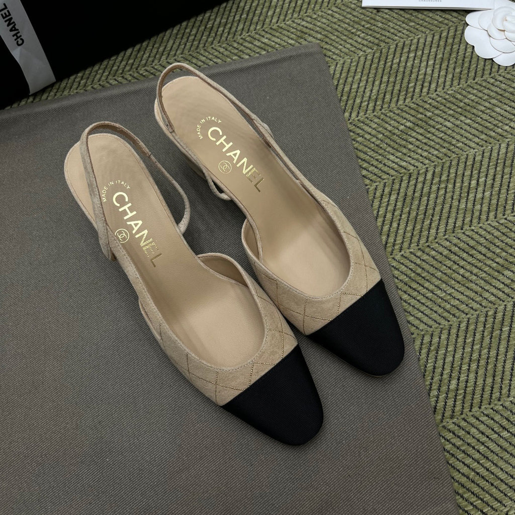 Chanel Women's Spring/Fall Fashion Casual Round-Toe Slip-On High-Heel Chunky-Heel Flat Casual Shoes #78772