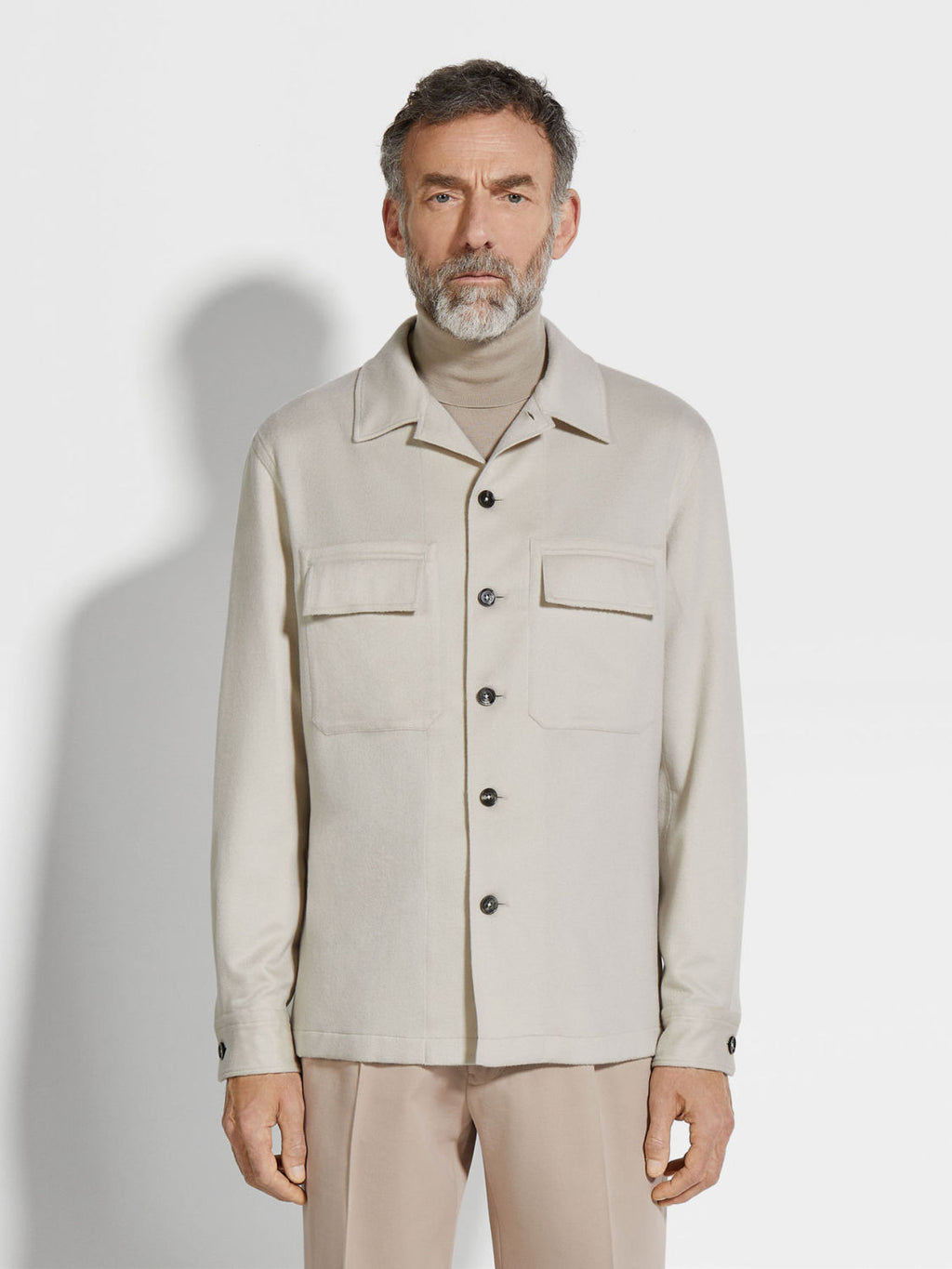 Ermenegildo Zegna Oasi Cashmere Alba Shirt Jacket Men's Luxury Solid Color Temperament Wool Shirt Fashion Casual Lapel Single Breasted Shirt Jacket Ngvp #2493