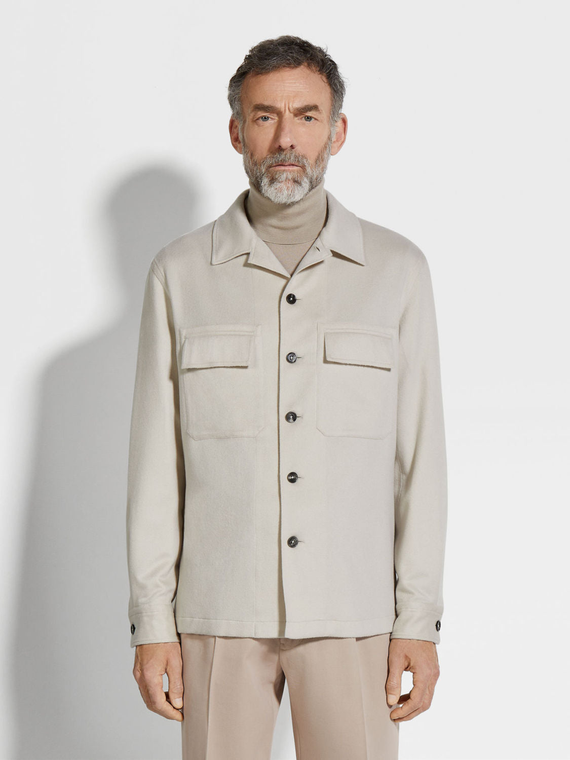 Ermenegildo Zegna Oasi Cashmere Alba Shirt Jacket Men's Luxury Solid Color Temperament Wool Shirt Fashion Casual Lapel Single Breasted Shirt Jacket Ngvp #2493