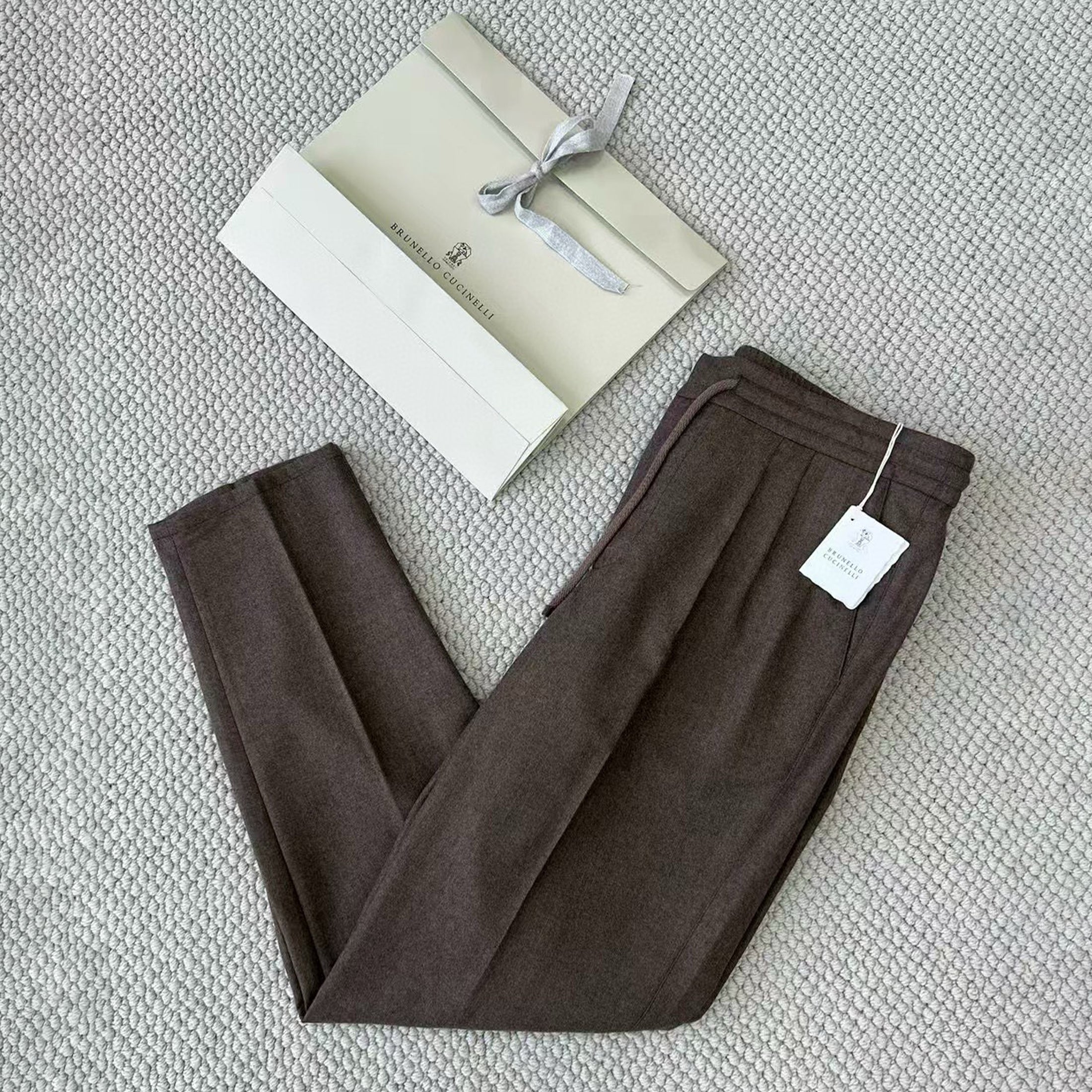 Brunello Cucinelli Men's Spring And Autumn Casual Drawstring Pants Fashion Trousers Loose Straight Comfortable Cotton Thin Trousers Ngvp #1469