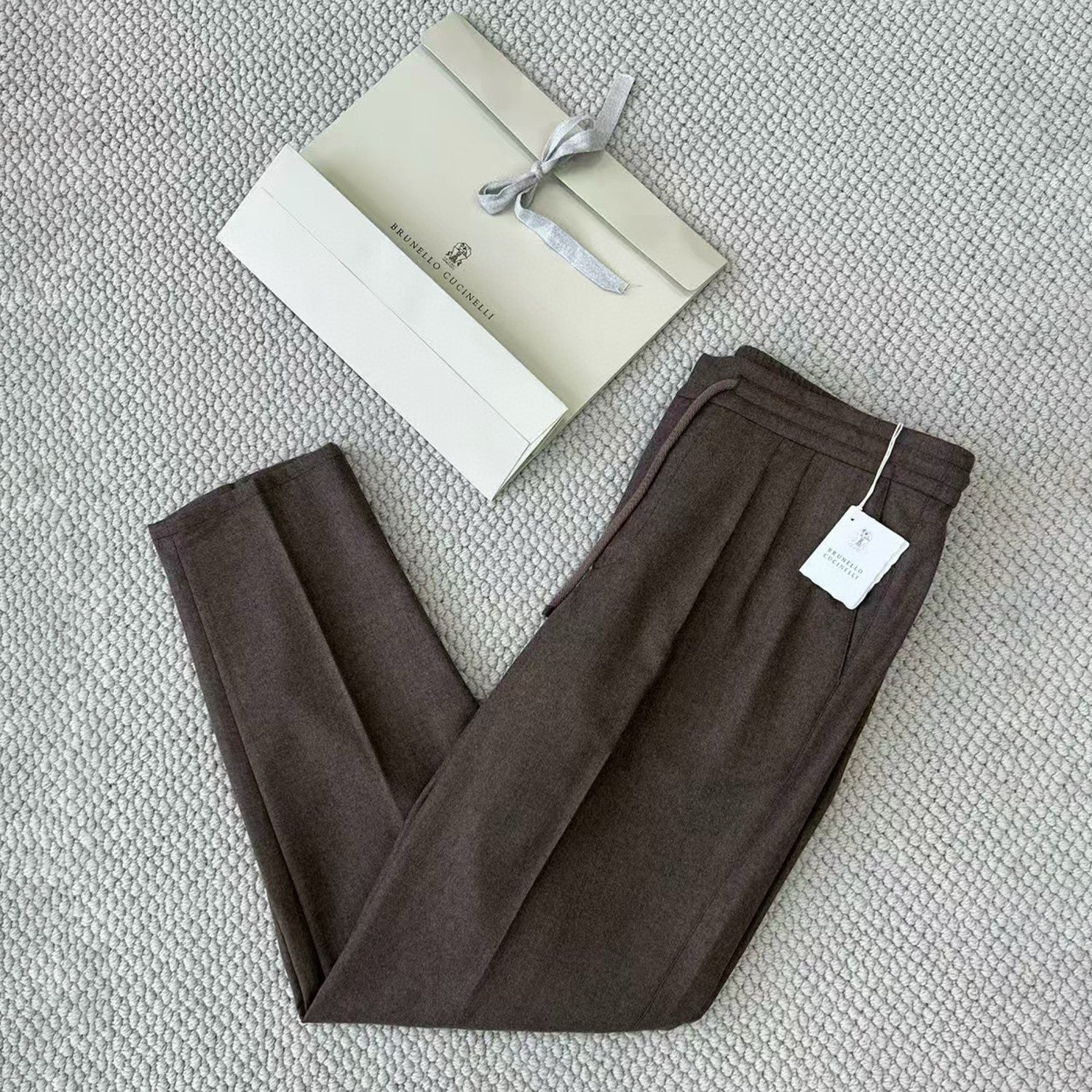 Brunello Cucinelli Men's Spring And Autumn Casual Drawstring Pants Fashion Trousers Loose Straight Comfortable Cotton Thin Trousers Ngvp #1469