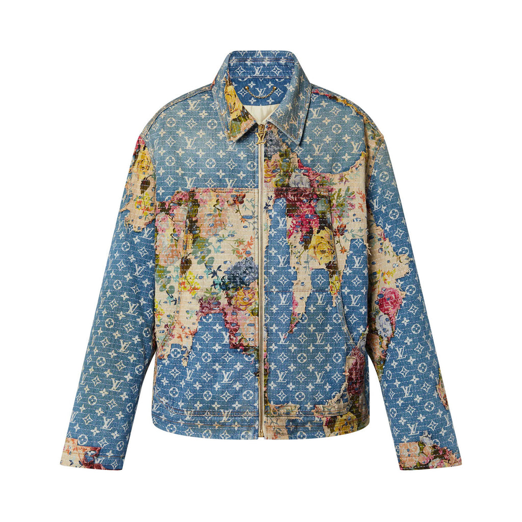 Louis Vuitton Floral Print Denim Zip Jacket #96522
