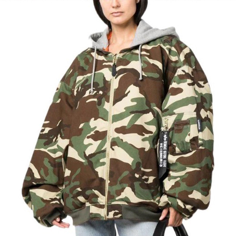 Vetements Men's Women's Fall And Winter Casual Fashion Printing Drawstring Zipper Hooded Reversible Jacket Jacket Ngvp #7443