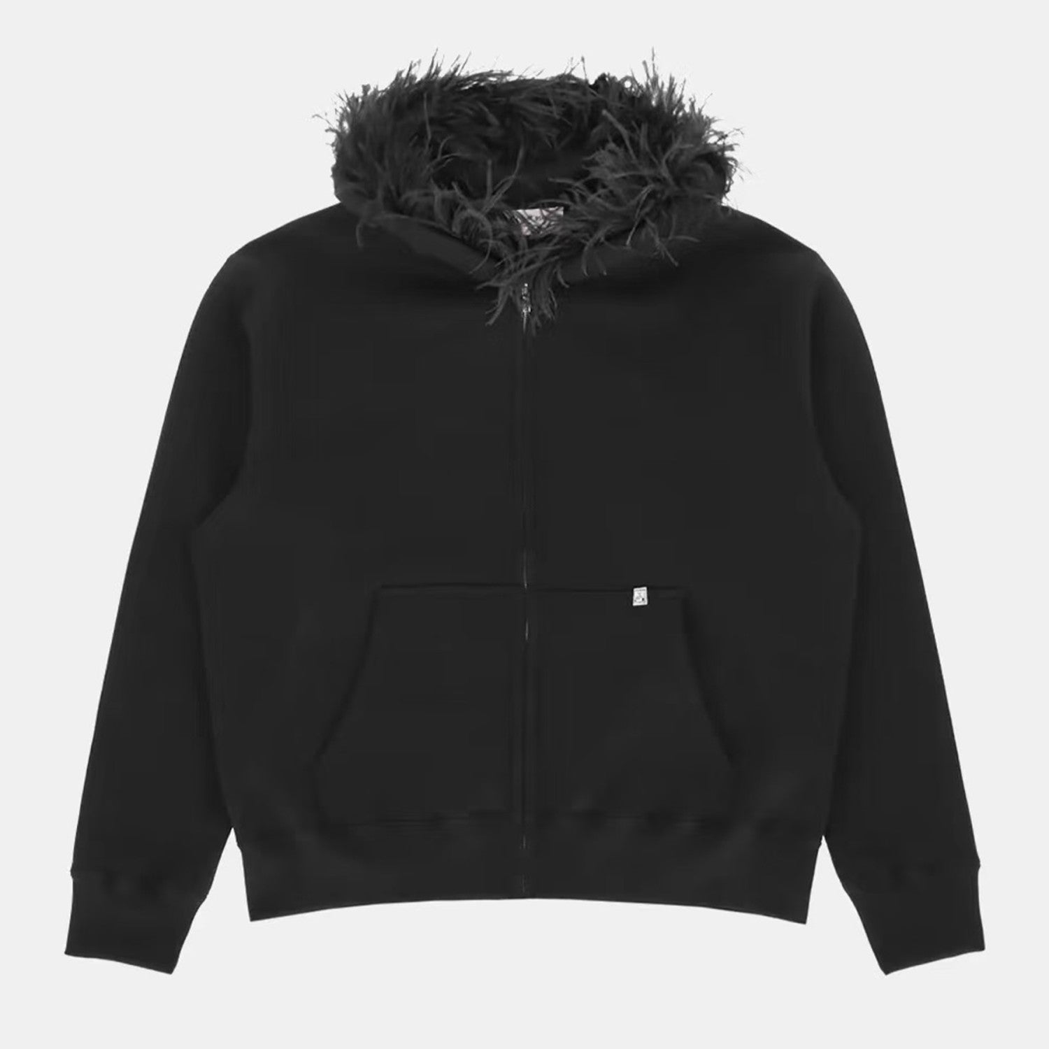 1017 Alyx 9sm Men's Fall And Winter Ostrich Hair Sweater Loose Zipper Hoodie Pure Black Jacket Rocky Same High Street Trend Casual Sweatshirt Ngvp #2467