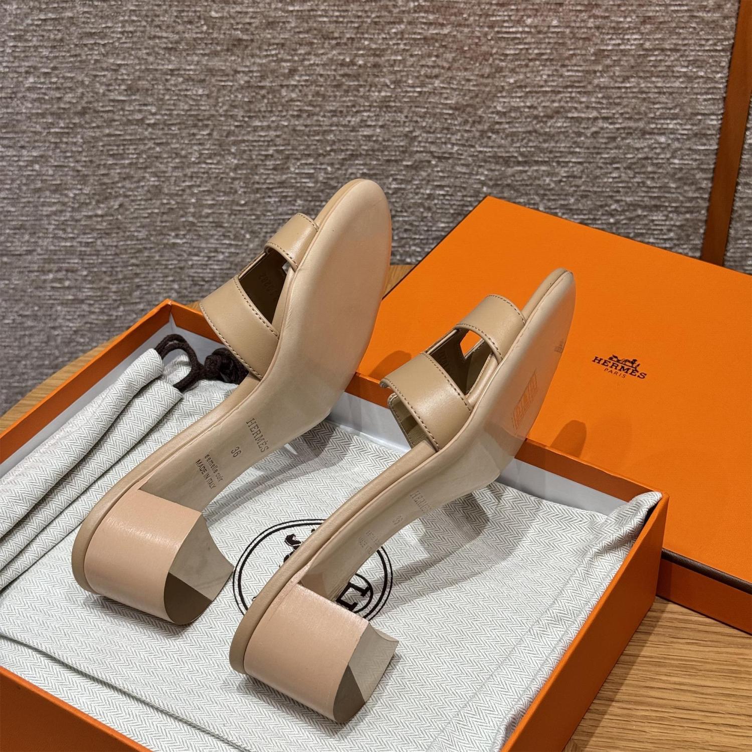 Hermes Oasis Women's Summer Solid Colour One Stirrup High Heel Slipper Shoes #76933