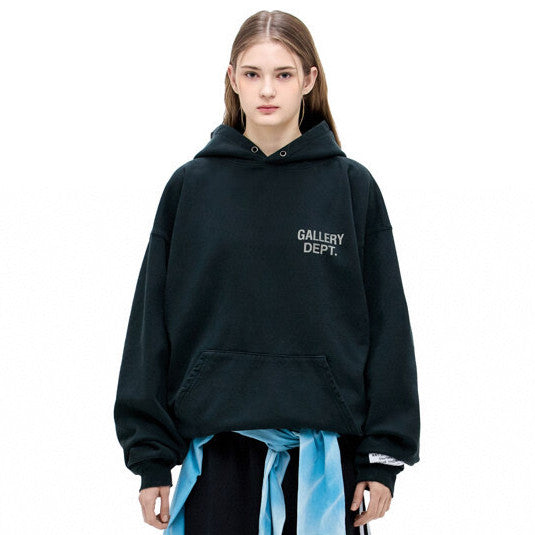 Gallery Dept. Men's And Women's  Spring/fall Fashion Casual Retro Hooded Pullover Long Sleeve Logo Sweatshirt With Letter Print Fleece Lining Sweatshirt  #79267