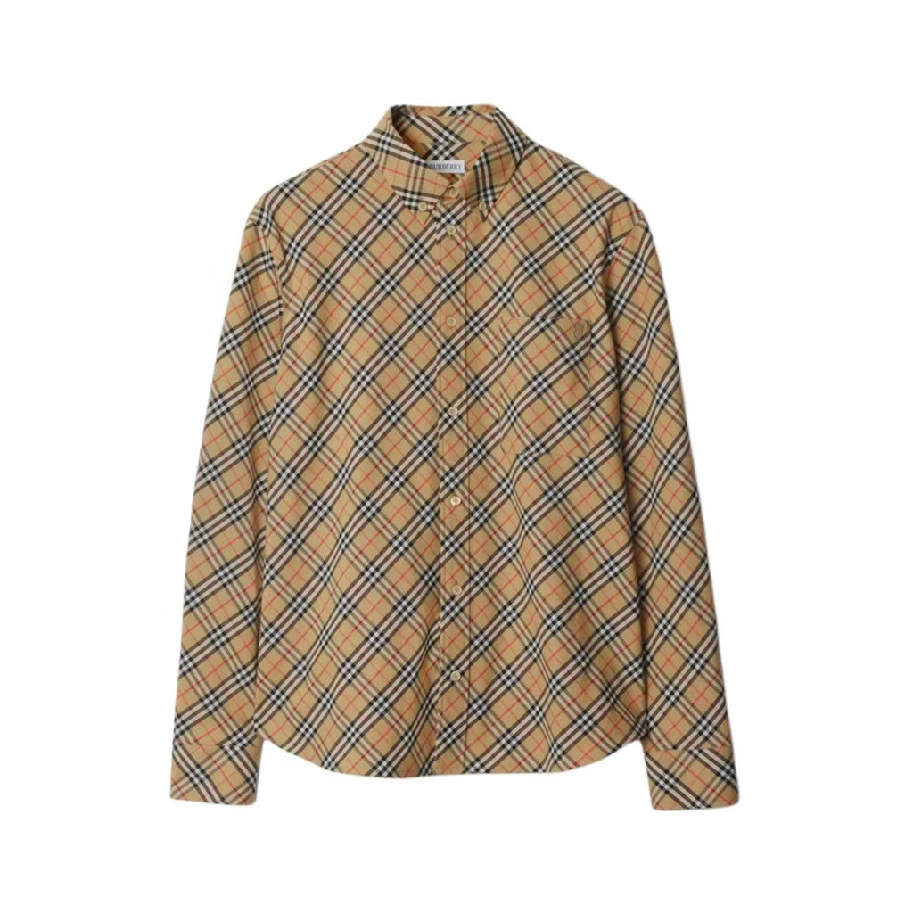 Burberry Men's Spring/Autumn Fashion Casual Loose Checkered Pattern Single Breasted Button Down Collar Long Sleeved Shirt #78318