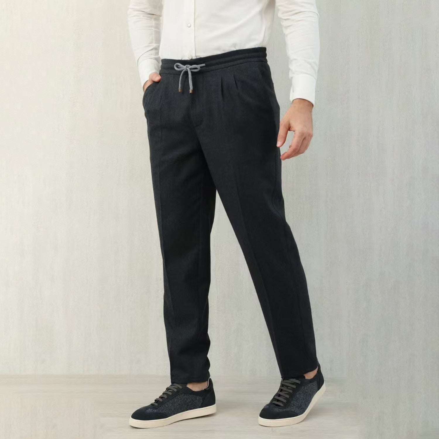 Brunello Cucinelli Men's Spring And Autumn Casual Drawstring Pants Fashion Trousers Loose Straight Comfortable Cotton Thin Trousers Ngvp #1469