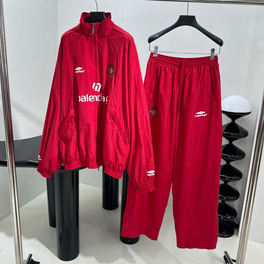 Balenciaga Men's Women's Spring And Autumn Fashion Light Standing Collar Zipper Sports Jacket Suit Casual Elastic Waist Pants Suit Set #73437