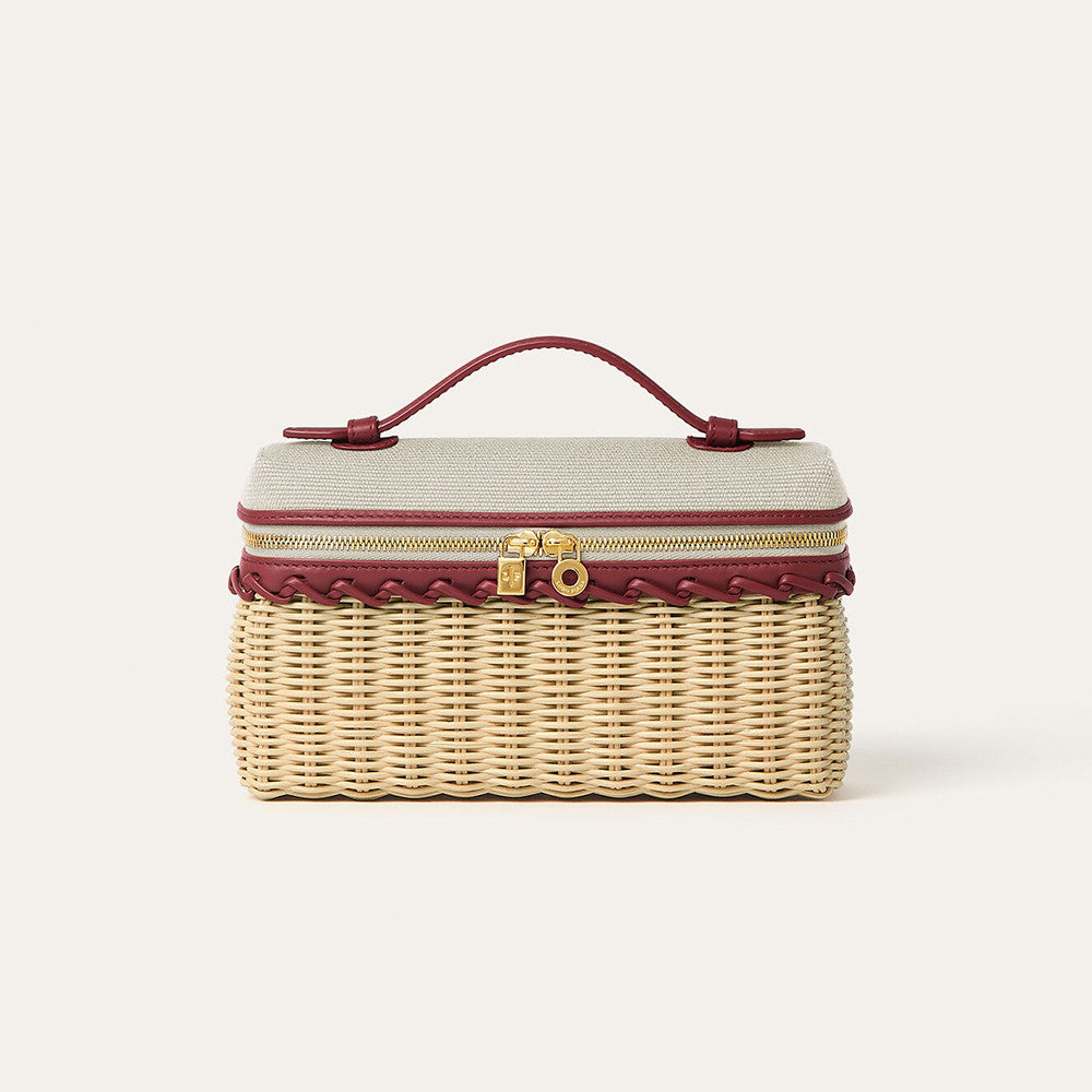 Loro Piana Extra Pocket L19 East-west Wicker Cotton Linen Rattan Multicolor Pattern Spring Summer Collection Top Handle  Bag Bags FAQ9101 #84358A