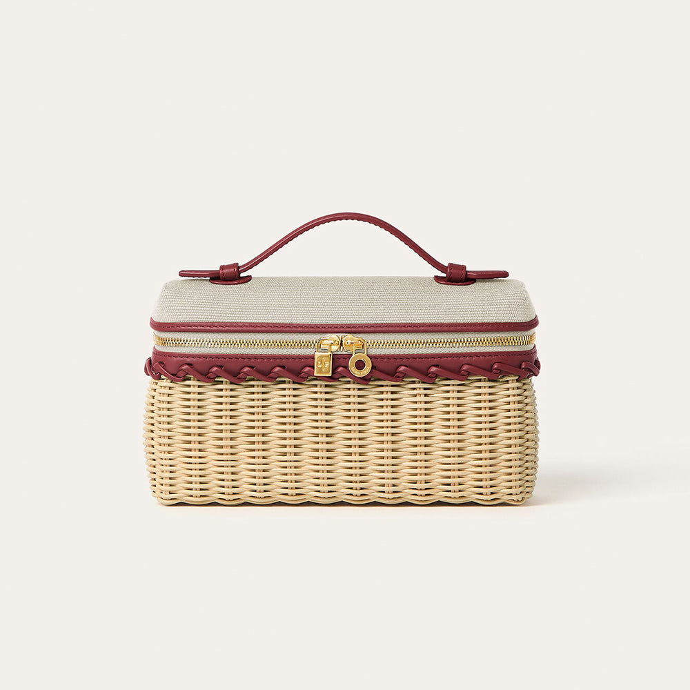 Loro Piana Extra Pocket L19 East-west Wicker Cotton Linen Rattan Multicolor Pattern Spring Summer Collection Top Handle  Bag Bags FAQ9101 #84358A