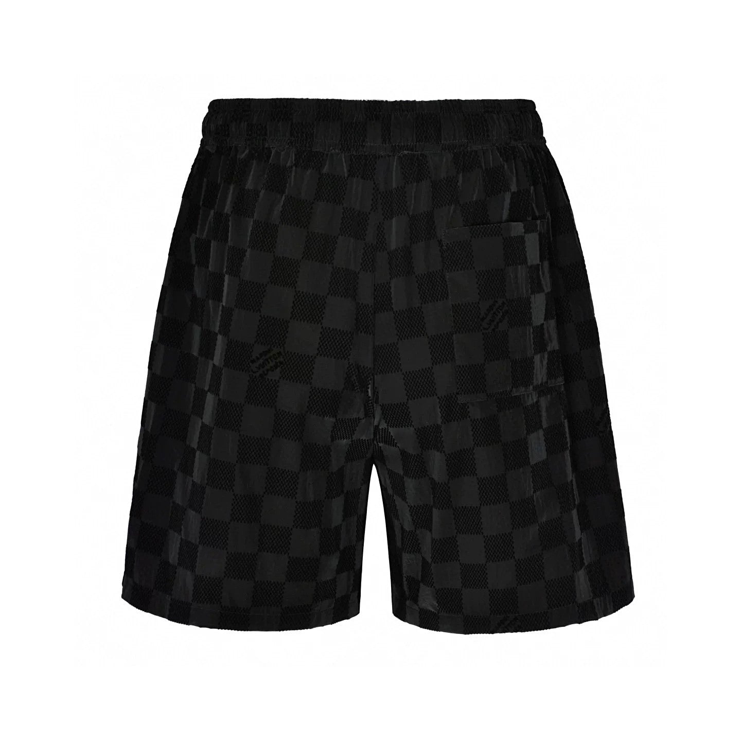 Louis Vuitton Men's Spring/summer Flocked Tech Shorts Checkerboard Marque L.vuitton Déposée Logo Velvet Solid Color Elastic Waist Wide Leg Comfortable Pants #81411