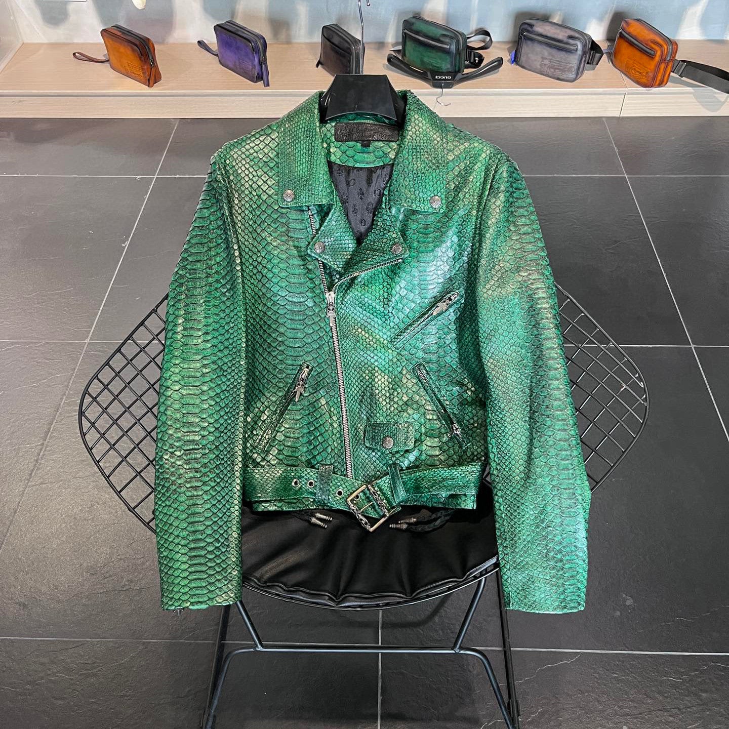 Chrome Hearts Scale Biker Leather Jacket #96638