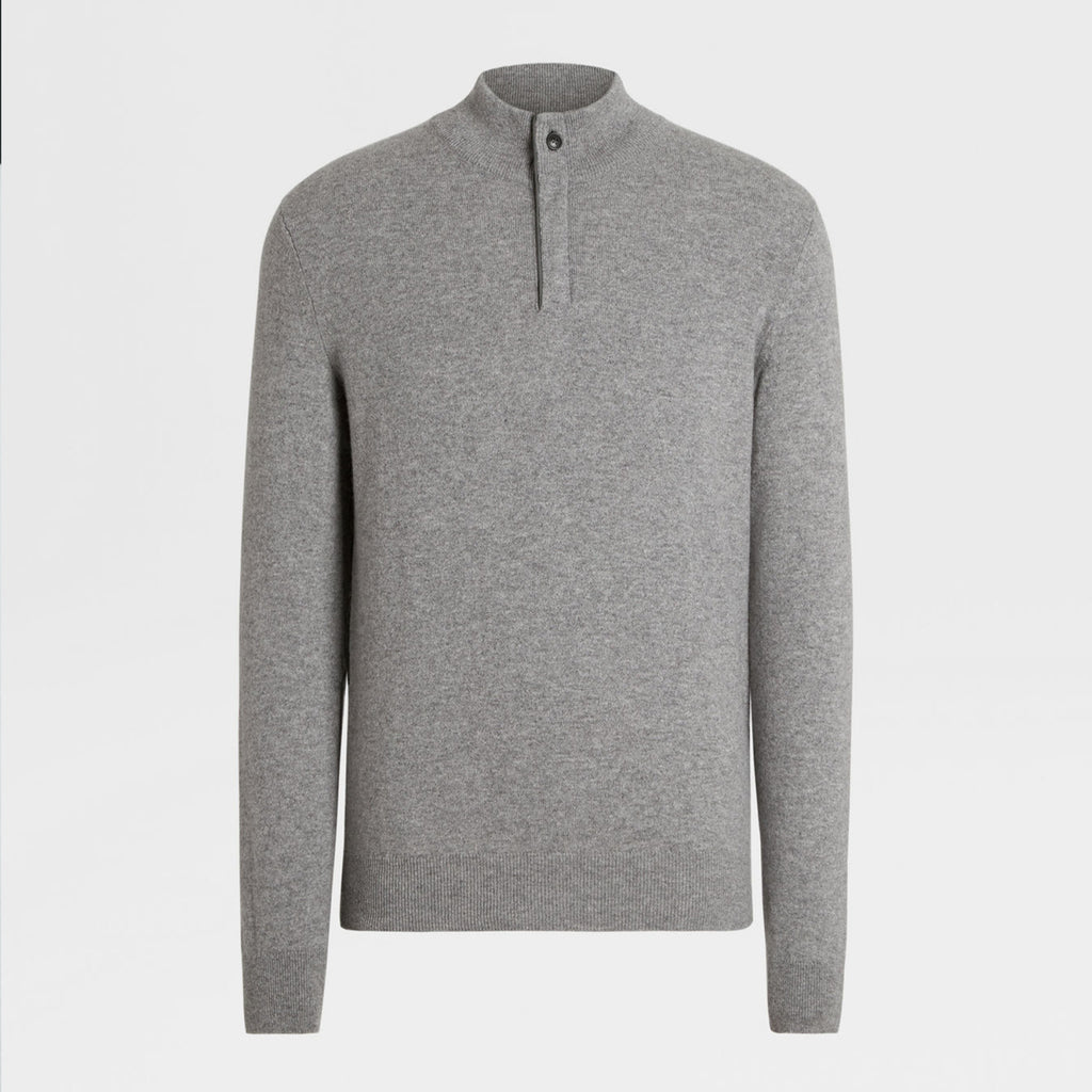 Ermenegildo Zegna Deep Foliage Mélange Color Oasi Cashmere Zipper Penguin Collar Sweater Men's Luxury Knitted Sweater Autumn And Winter Bottom Warm Fashion Trend Knitting Ngvp #2451
