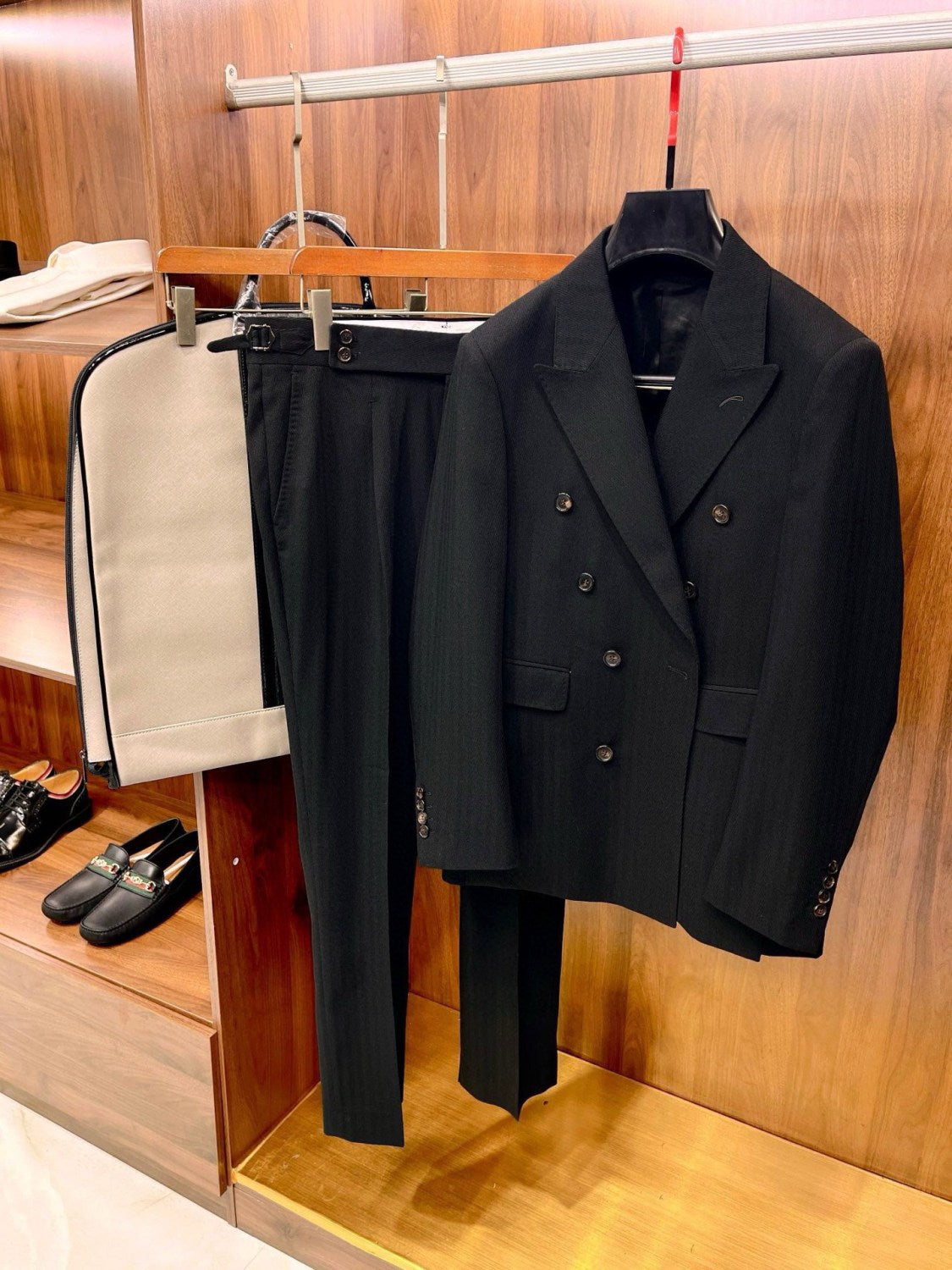 Louis Vuitton Men's Fall And Winter Business High-end Tide Wool Double-breasted Blazer Top Wedding Suit Casual Pants Black Suit Set Ngvp #2443