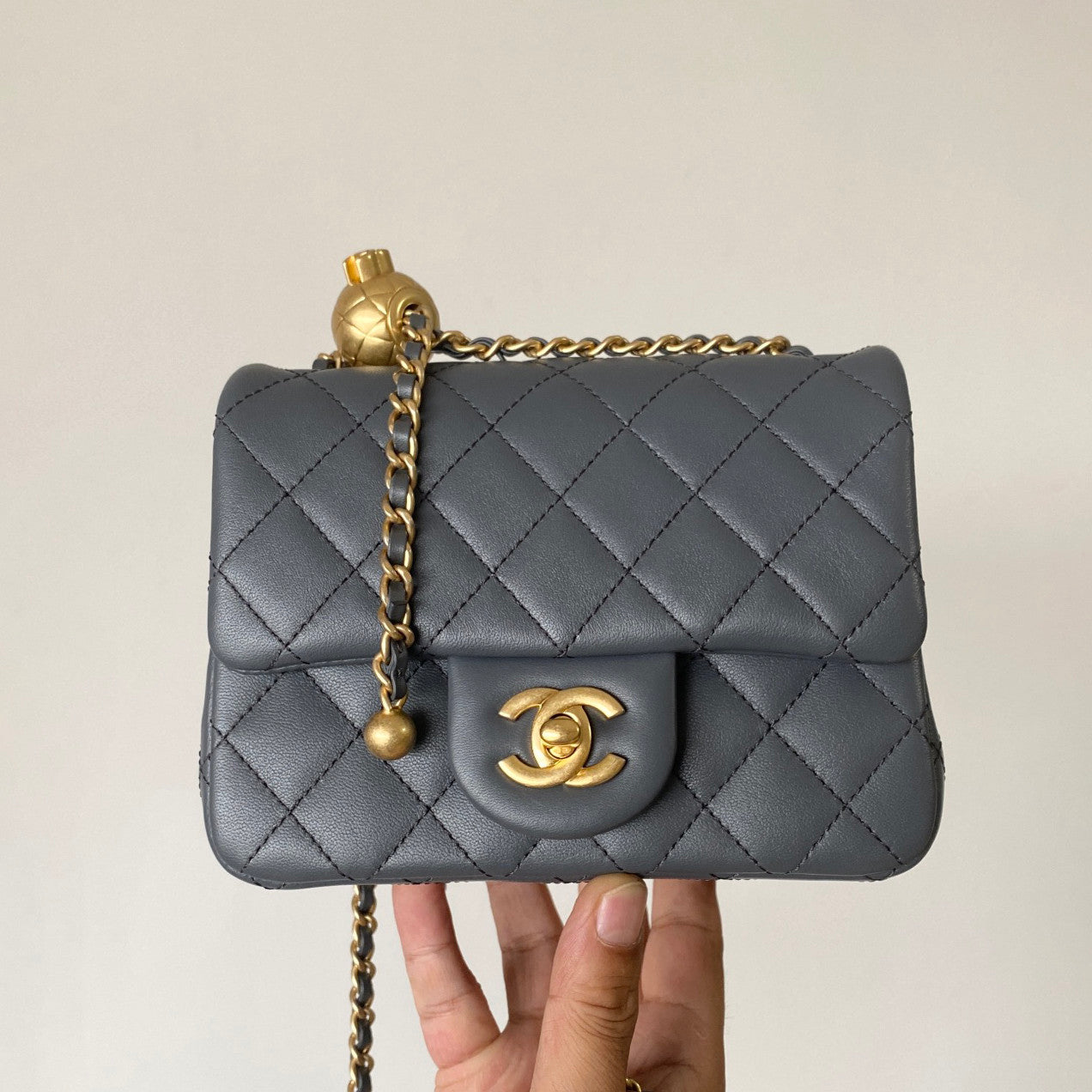Chanel Women's Adjustable Shoulder Strap Diamond Pattern Gold Buckle Chain Gold Ball Solid Color Leather Crossbody Shoulder Bag Bags #76352