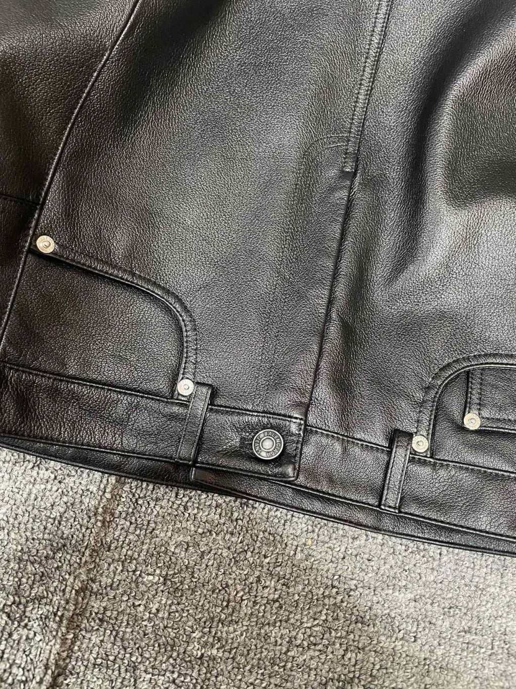 Balenciaga 25FW Cowhide Jacket Bew Double Zipper Ribbed Cuffs Leather Jacket Loose Version #332836