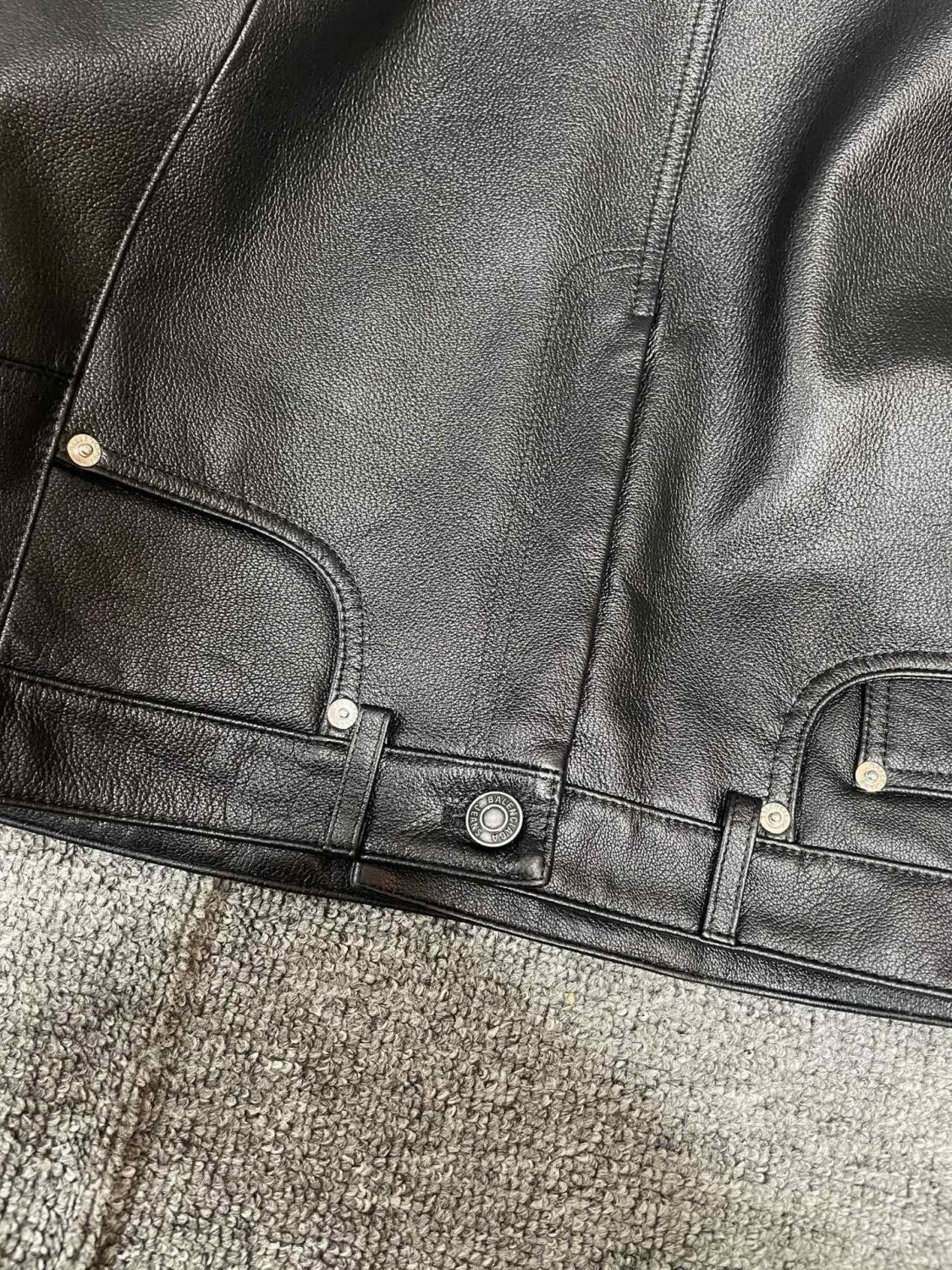 Balenciaga 25FW Cowhide Jacket Bew Double Zipper Ribbed Cuffs Leather Jacket Loose Version #332836