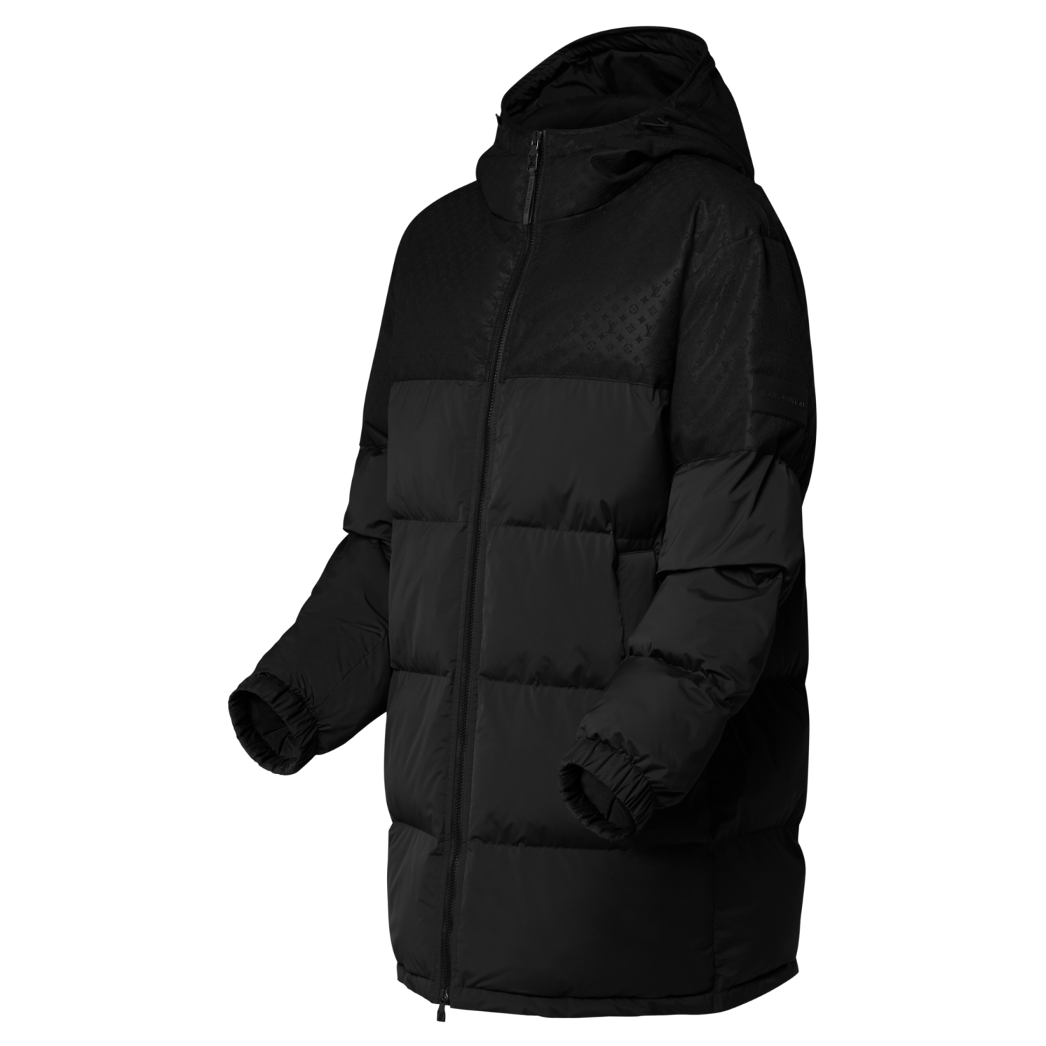Louis Vuitton Men's and Women's Embossed Patchwork Mid Length Down Jacket #333370