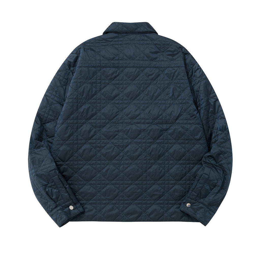 Dior Men's Spring And Fall Navy Blue Lapel Single Breasted Straight Long Sleeved Jacket #98586