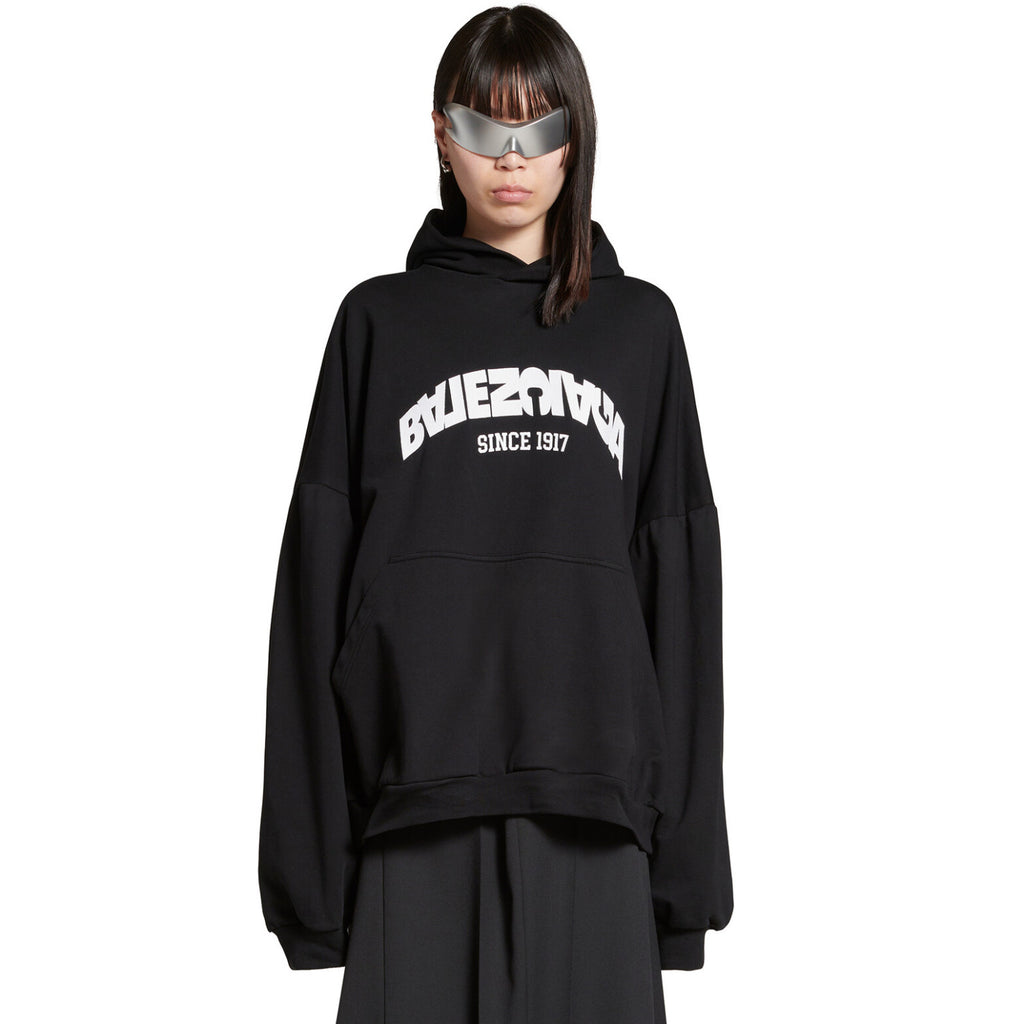 Balenciaga Men's Autumn and Winter Textured Letter Cotton Loose Fit Hooded Sweatshirt Pullover #97358